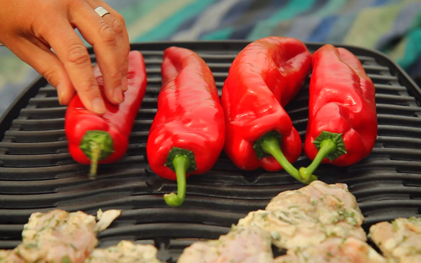 Grill the peppers over high heat, then toast the buns - Gen Taylor Recipe Video