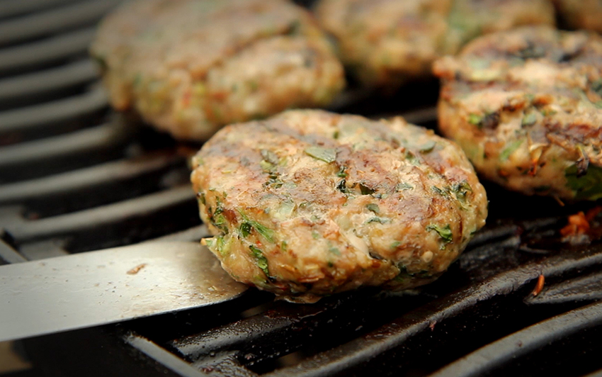 Grill the burgers for 6 to 7 minutes per side - Gen Taylor Video Recipe