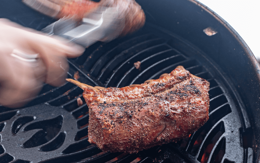 Don't forget to lower the cooking grids in your charcoal grill for the best sear