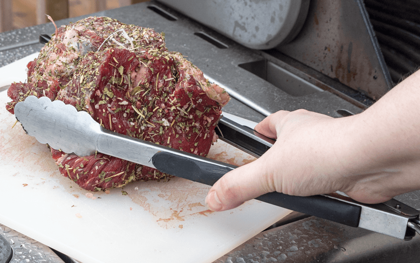 Use indirect heat to slowly cook the bison roast