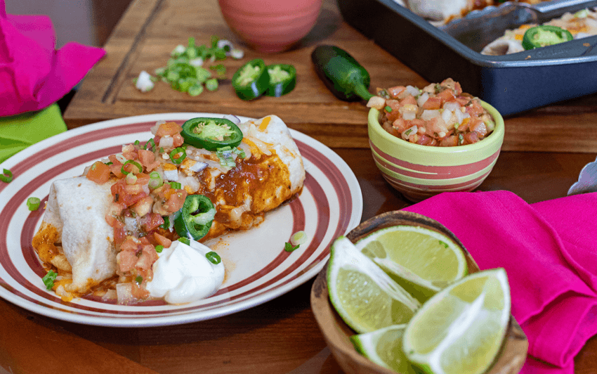 Serve, topped with pico and sour cream