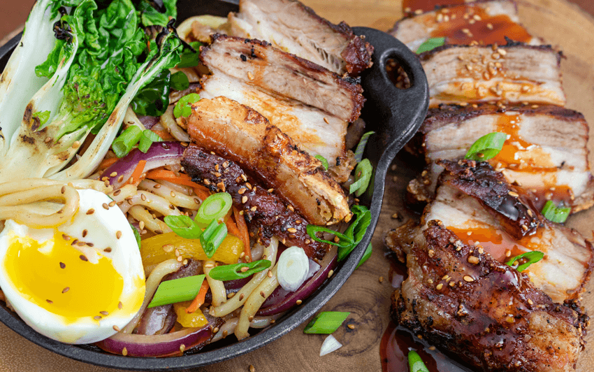 Crispy Asian Pork Belly - What a delicious meal