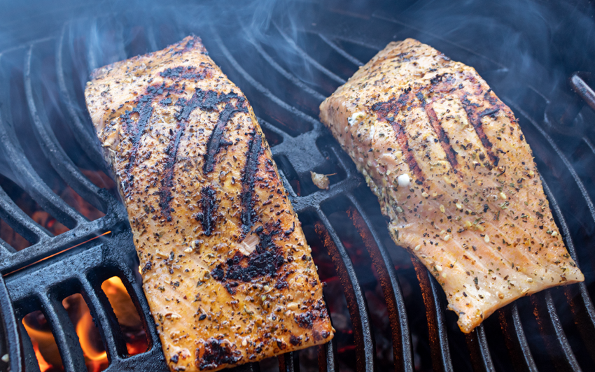 Charcoal Grilled Salmon - sear all sides