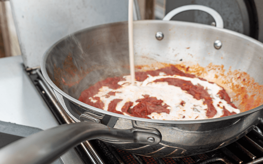 Chicken Alla Vodka with Spaghetti - Add the tomato paste