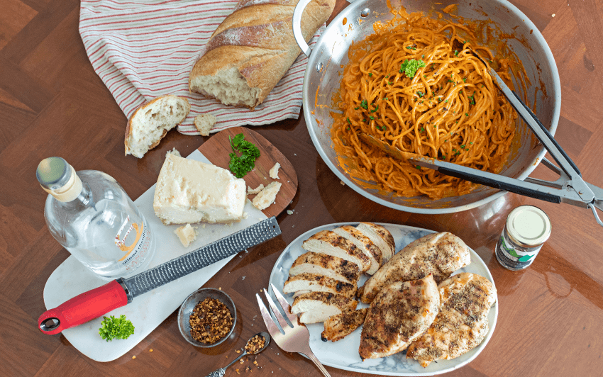 Chicken Alla Vodka with Spaghetti - Serve this meal family style