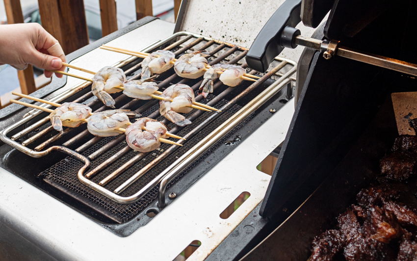 Fill Your Grill - Sear the shrimp on the side burner