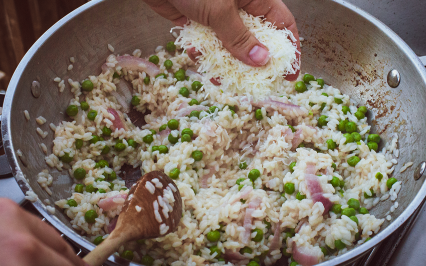 RecipeBlog - BBQ Duck with sweet pea risotto - Risotto Cheese