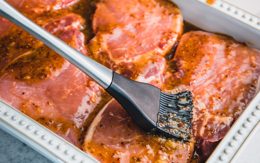 Recipe Blog - Honey Mustard Pork Chops - Spread the marinade