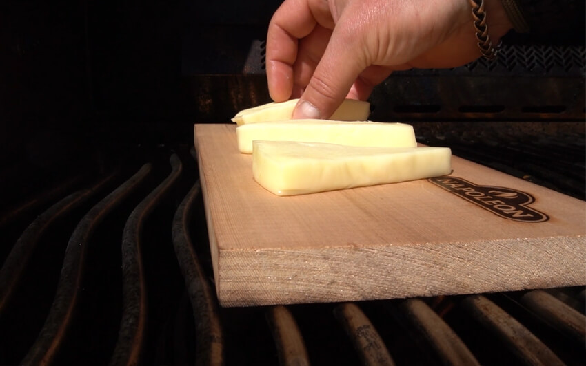 Place the provolone on a maple or cedar smoking plank