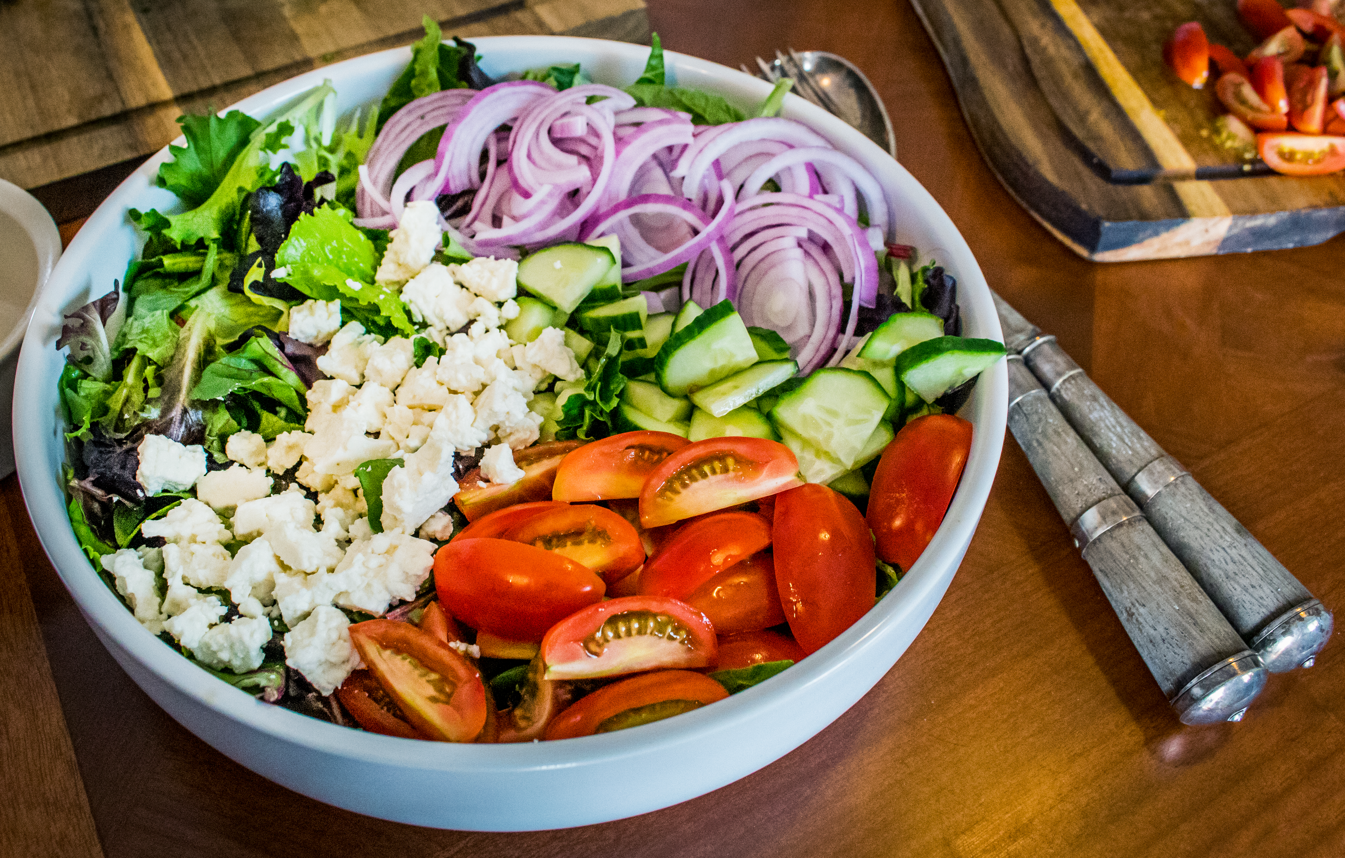 Recipe Blog - Greek Chicken Salad - salad prep