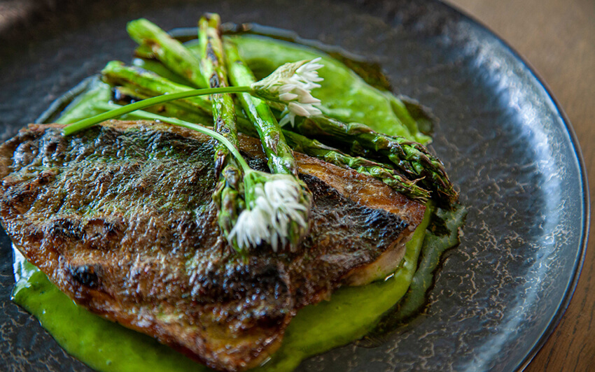 Grilled Seabream With Asparagus And Wild Garlic Alioli