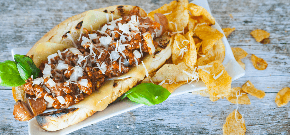 Feature - Chili Cheese Hotdos on COBS Bread Gourmet Hotdog Buns