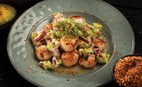 Feature - Bay Scallops with Avocado Sauce