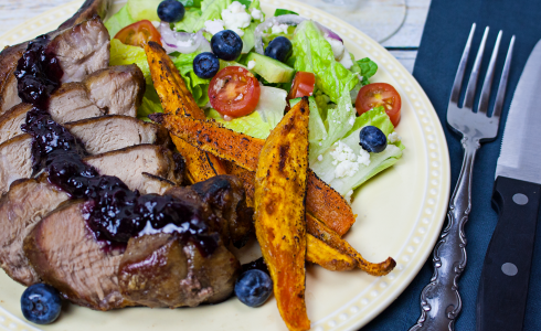 Feature - Wild Boar Chops Marinated In Blueberry Tea