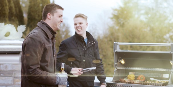 Men making a barbecue